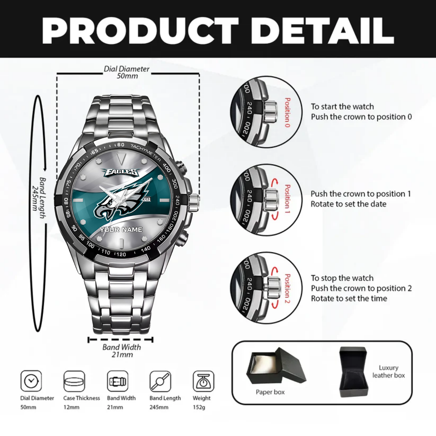 Philadelphia Football Team – Alloy Men Quartz Watch – Custom Name