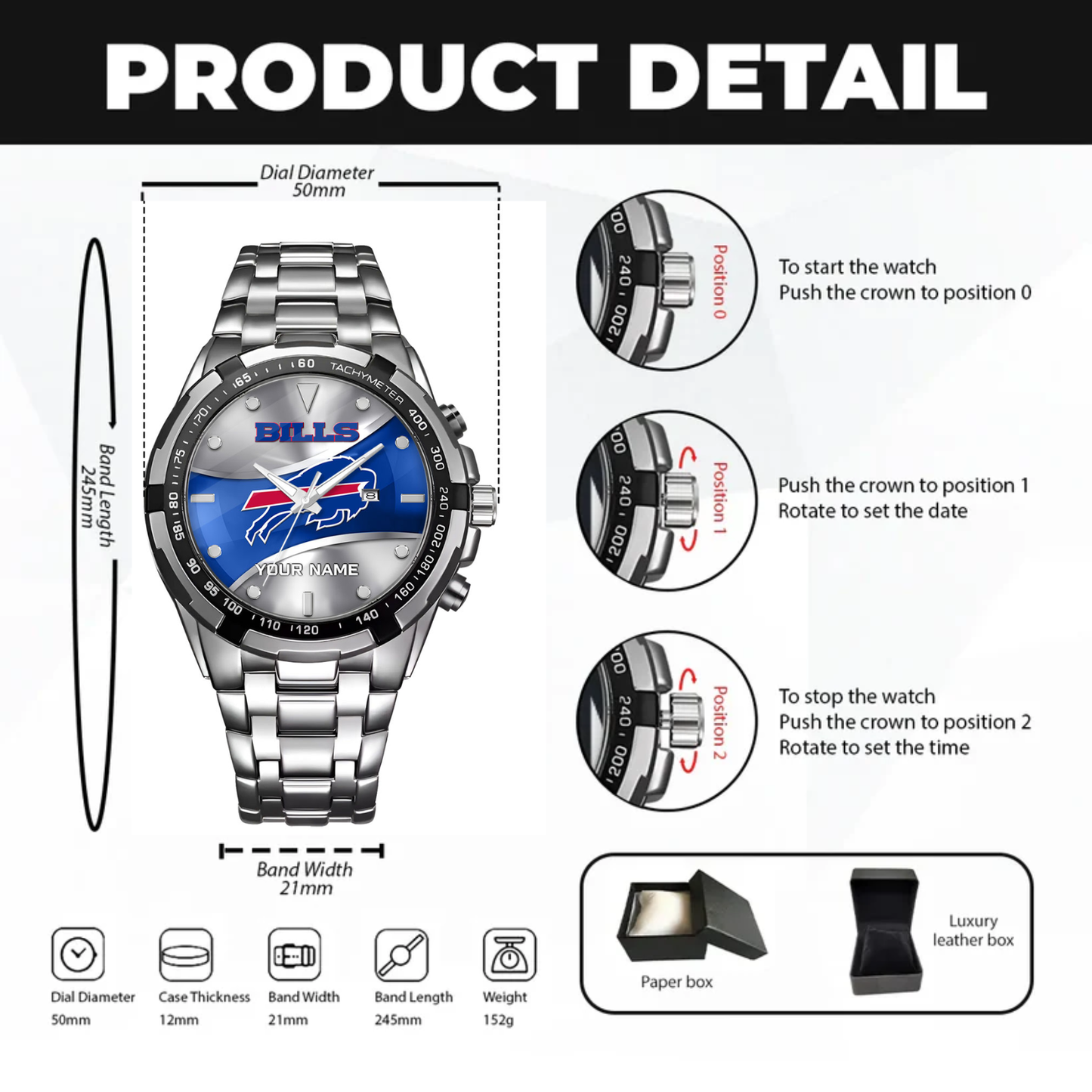 Buffalo Football Team – Alloy Men Quartz Watch – Custom Name
